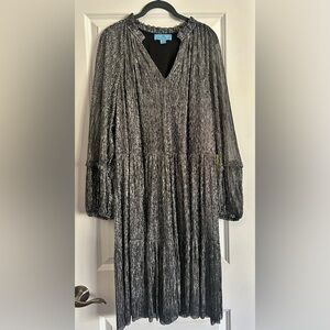 CeCe | V Neck Lurex Babydoll Dress | Gray | 2X